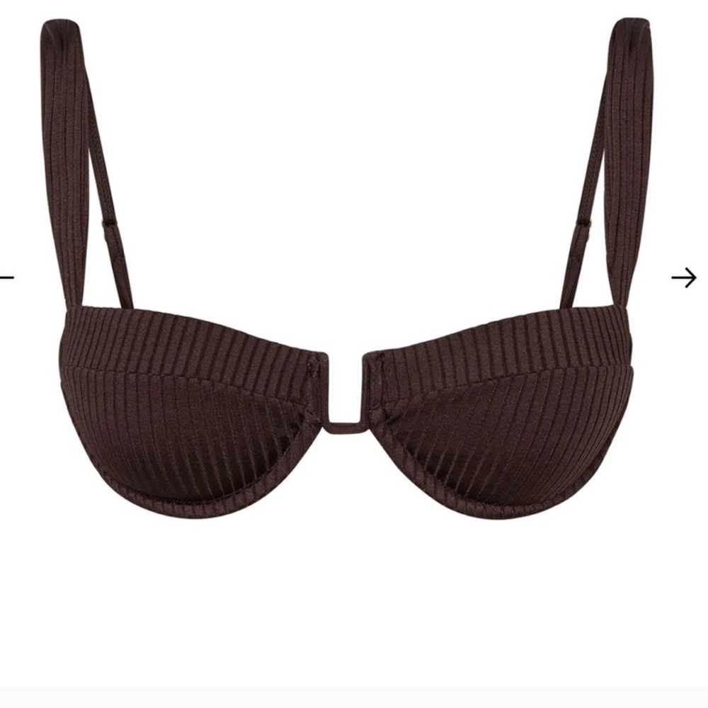 NWT Monday Swimwear Cala Roja Top- Espresso Wide Rib Size Petite